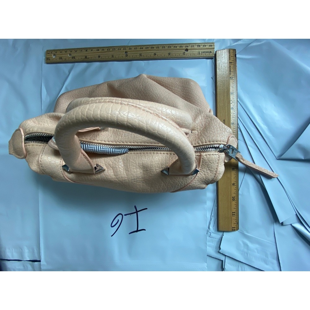 Peach Textured Satchel‎ Handbag Silver Hardware